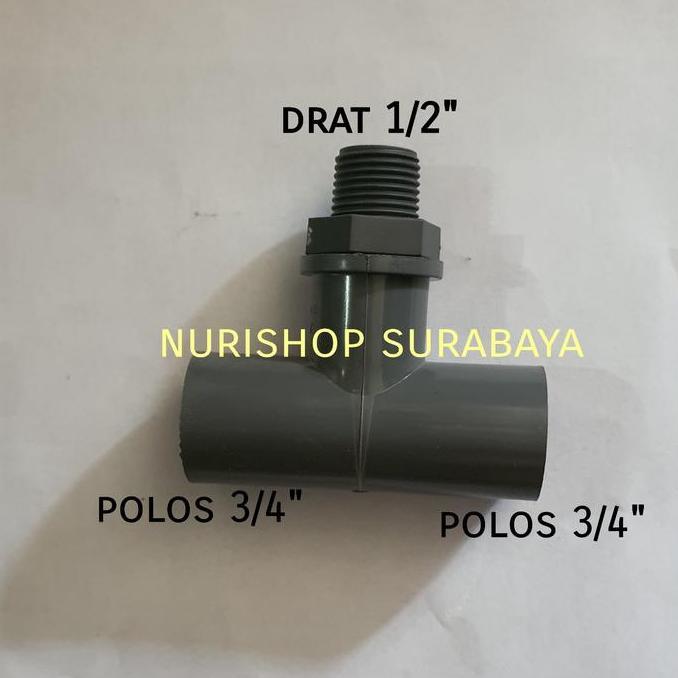 ><><><] Tee drat luar pvc 1/2" x 3/4" atau T drat luar atau tee pvc 1/2 x 3/4