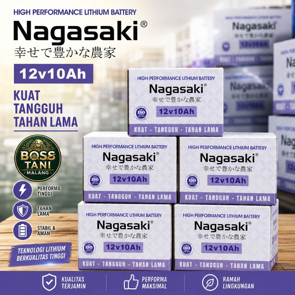 Aki Nagasaki Ori 10 amper/Batrai Lithium Nagasaki 10 Ah/Batrai ori Nagasaki/Batrai Sprayer 10 amper