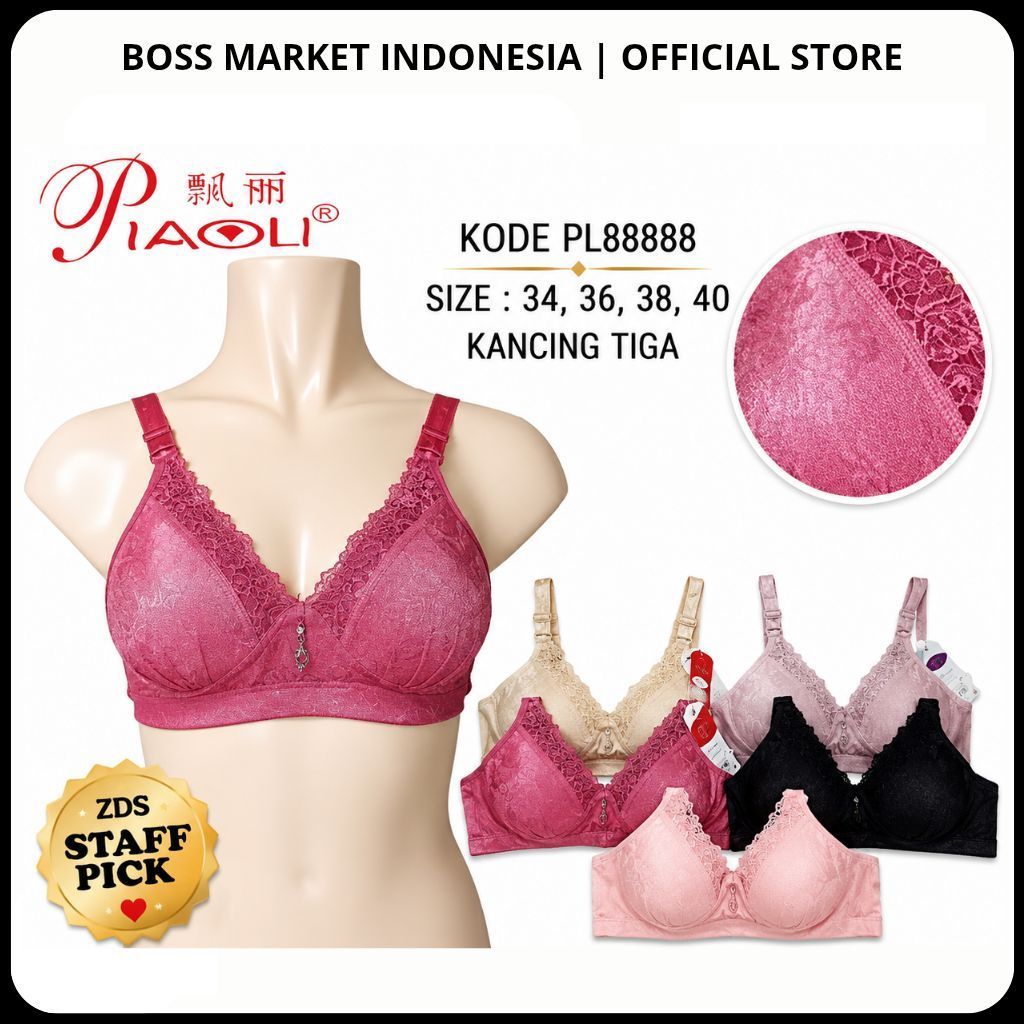 Bra PIAOLI Import Premium kait 3 [Tanpa Kawat] - BH Wanita Piaoli #PL88888