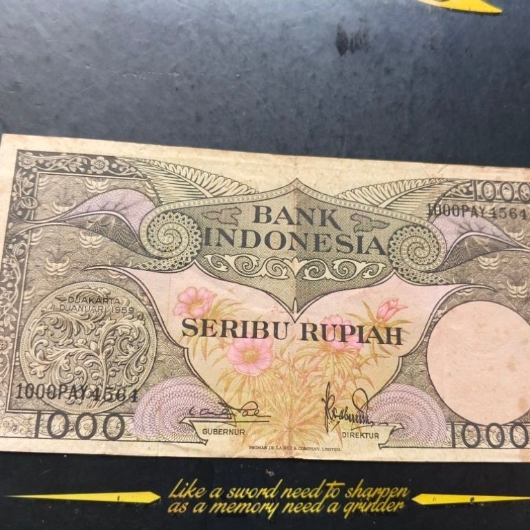 UANG KUNO 1000 RUPIAH SERI BUNGA TAHUN 1959