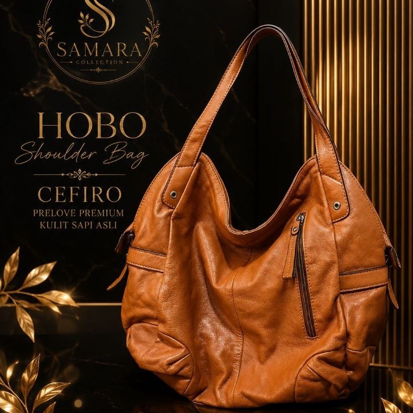 Tas CEFIRO Genuine Leather Preloved | Hobo Shoulder Bag Wanita | Kulit Sapi Asli