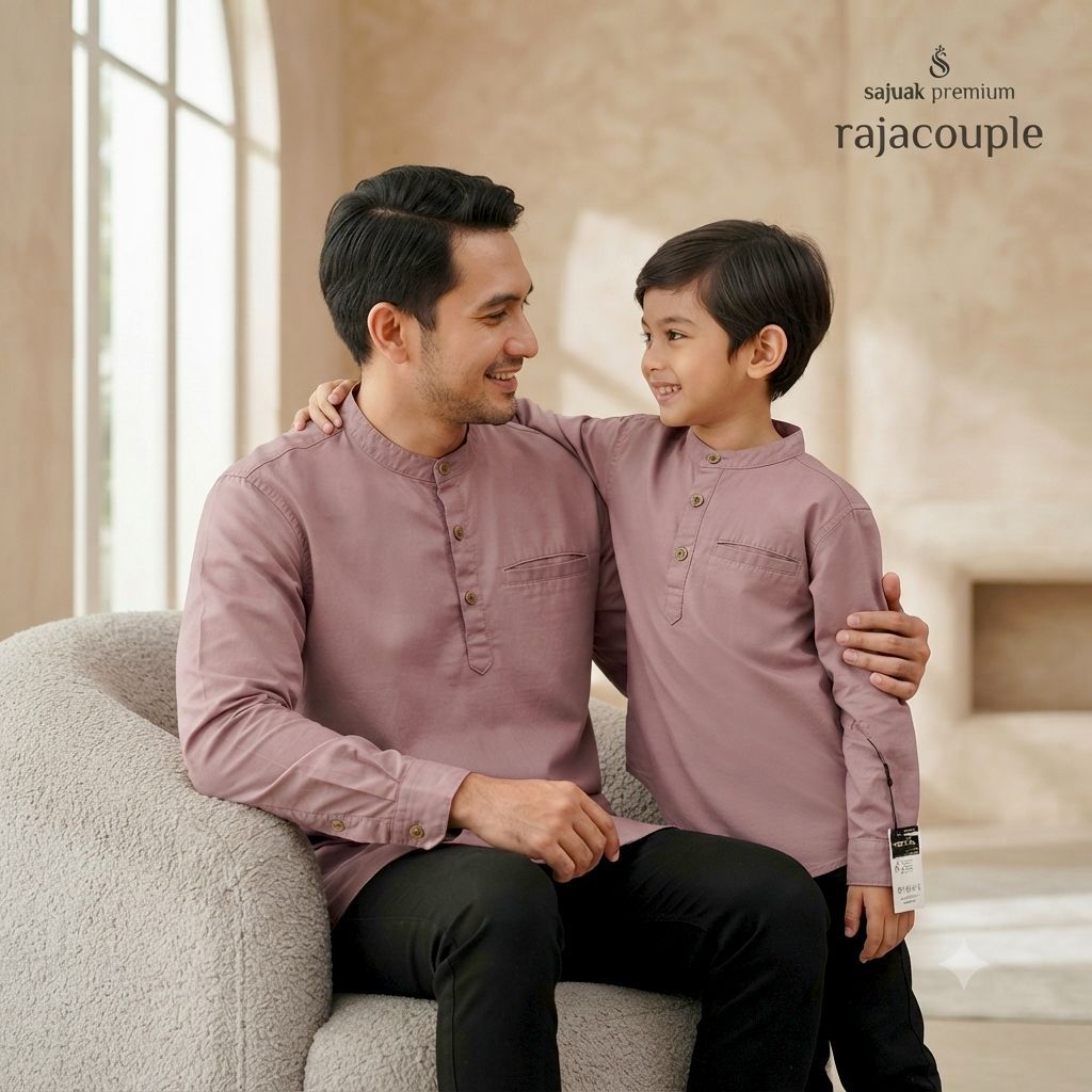 SAJUAK TG PREMIUM DUSTY PURPLE KEMEJA KOKO COUPLE AYAH ANAK ORIGINAL SAJUAK