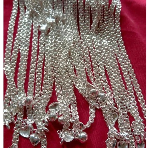 gelang tangan Medan double atau rapid perak murni asli,perak silver dewasa anak 10cm-18cm