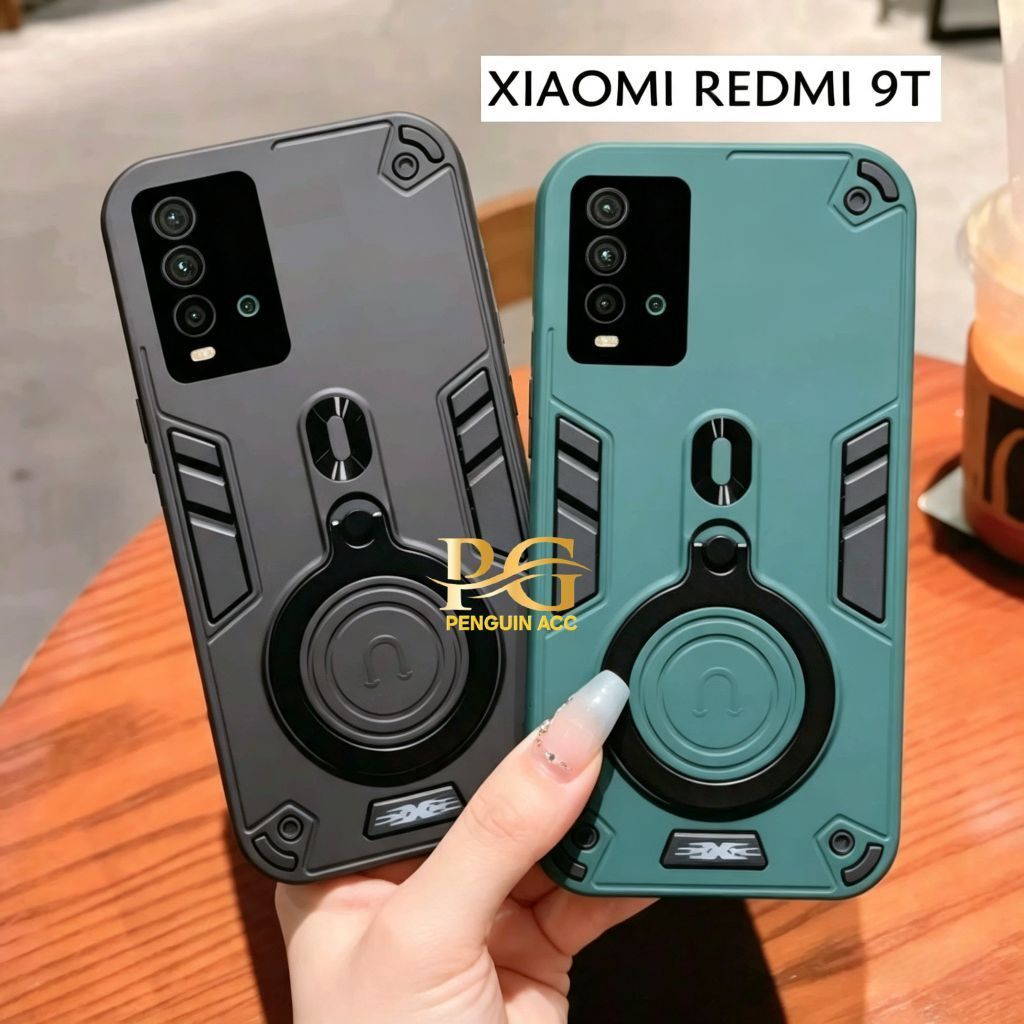 Casing XIAOMI REDMI 9T Hard Case Robot Ring Eye Ring Pro Camera Casing Standing Robot