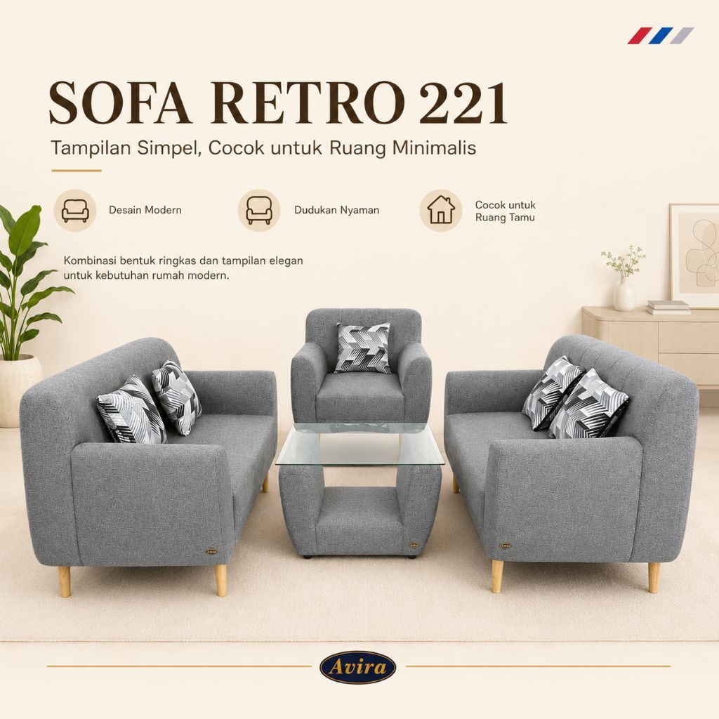 Sofa Retro 321 Minimalis Sofa Retro 221 Avira Kain Kagawa Set Sofa Tamu Modern
