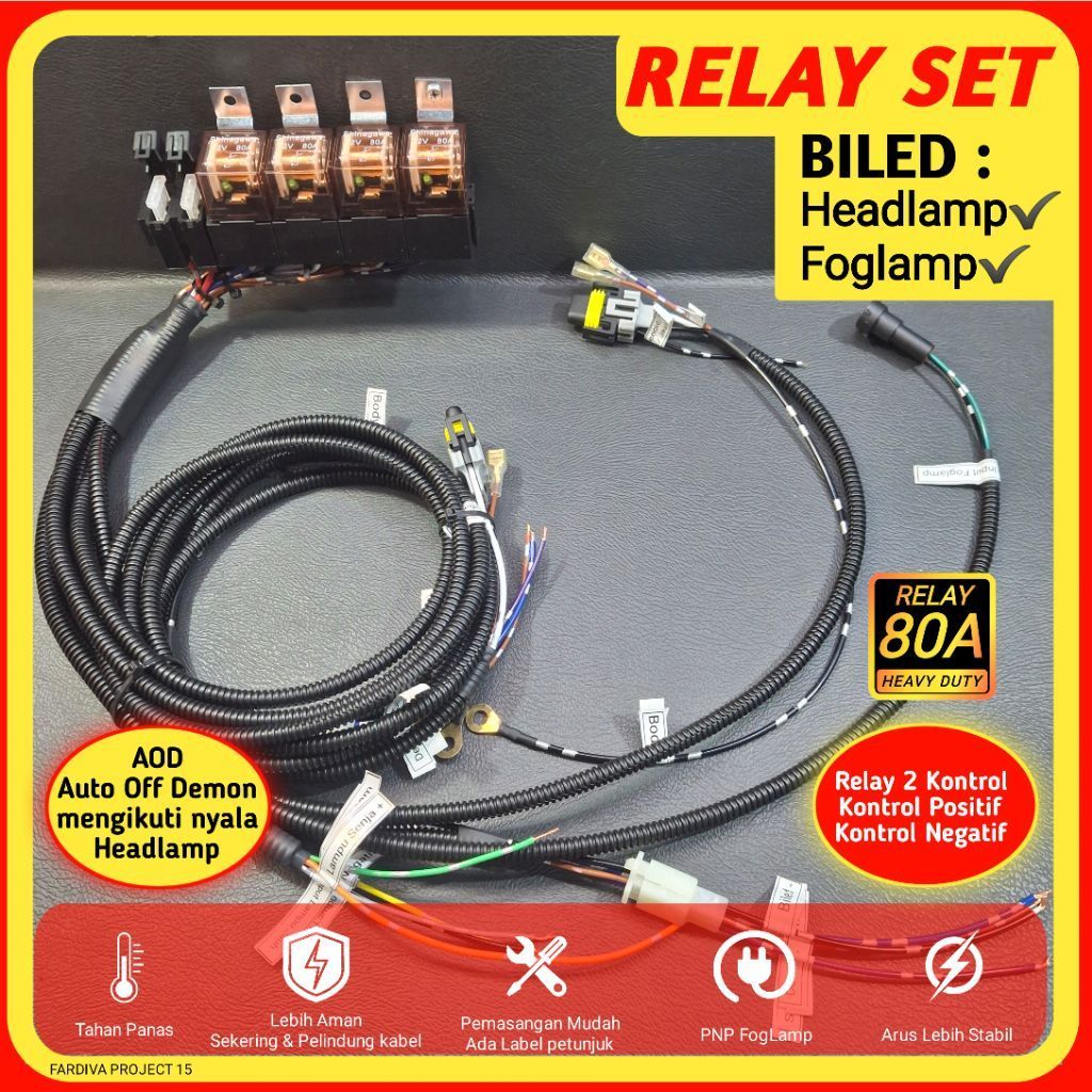 Relay Set Biled Head Lamp & Foglamp Auto Off Devil