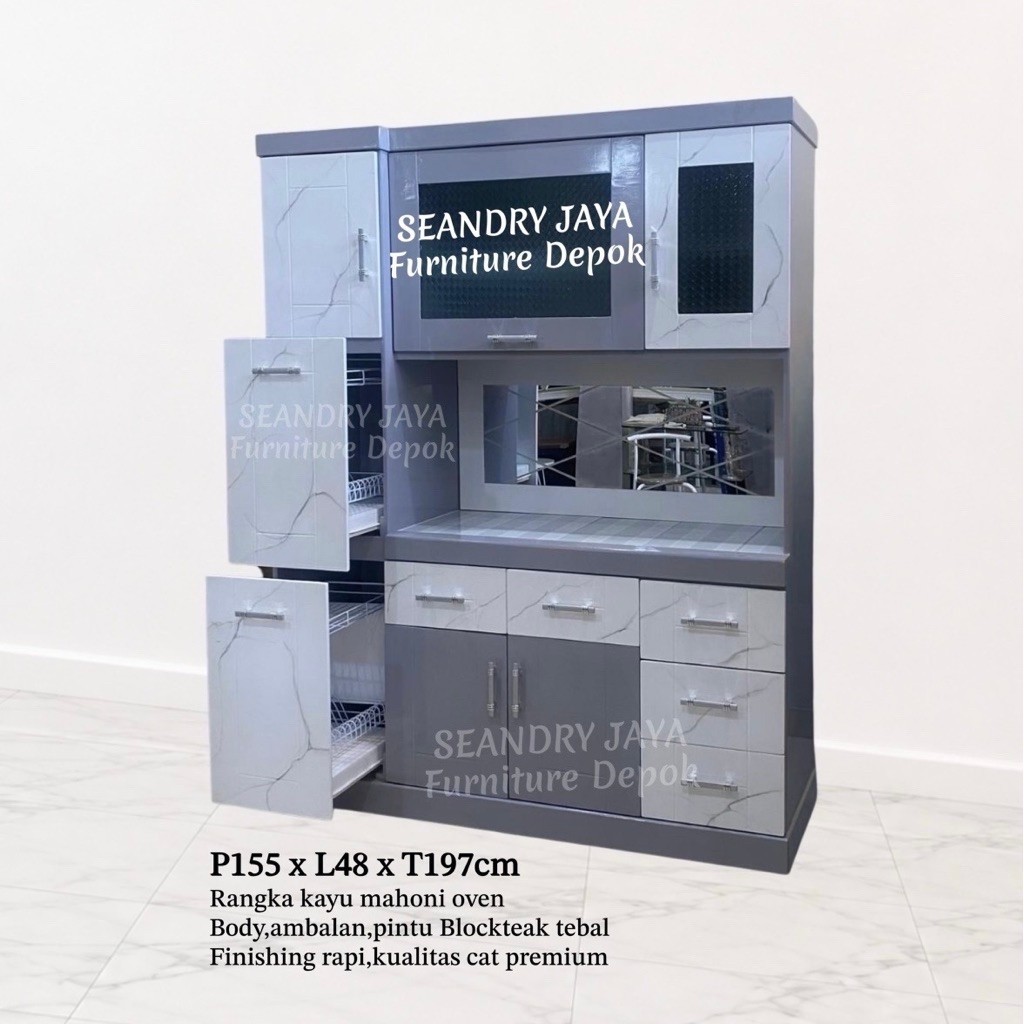Lemari piring 4 pintu minimalis kekinian/kichen set kayu oven/promo murah/sayur/serbaguna/rak dapur/