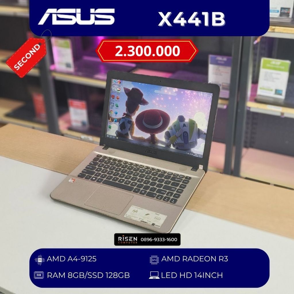 ASUS X441B AMD A4-9125 RAM 8GB SSD 128GB HD 14inch Notebook Second Bekas Laptop