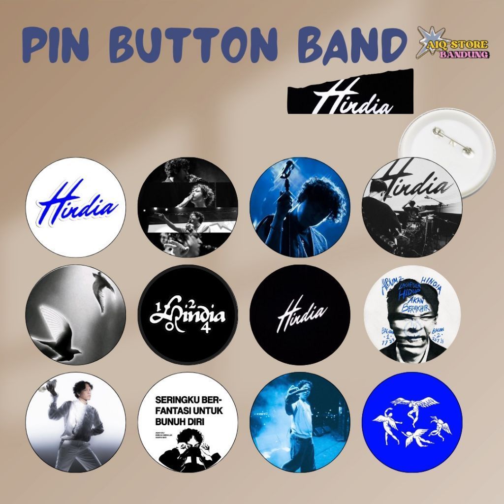 Pin Bros Hindia Band 44mm | Aksesoris Musik, Fashion Unik Murah | Pin Bros Hindia Bisa Custom Akseso