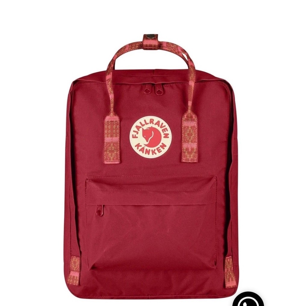 preloved FJALLRAVEN KANKEN CLASSIC BACKPACK DEEP RED FOLK PATTERN
