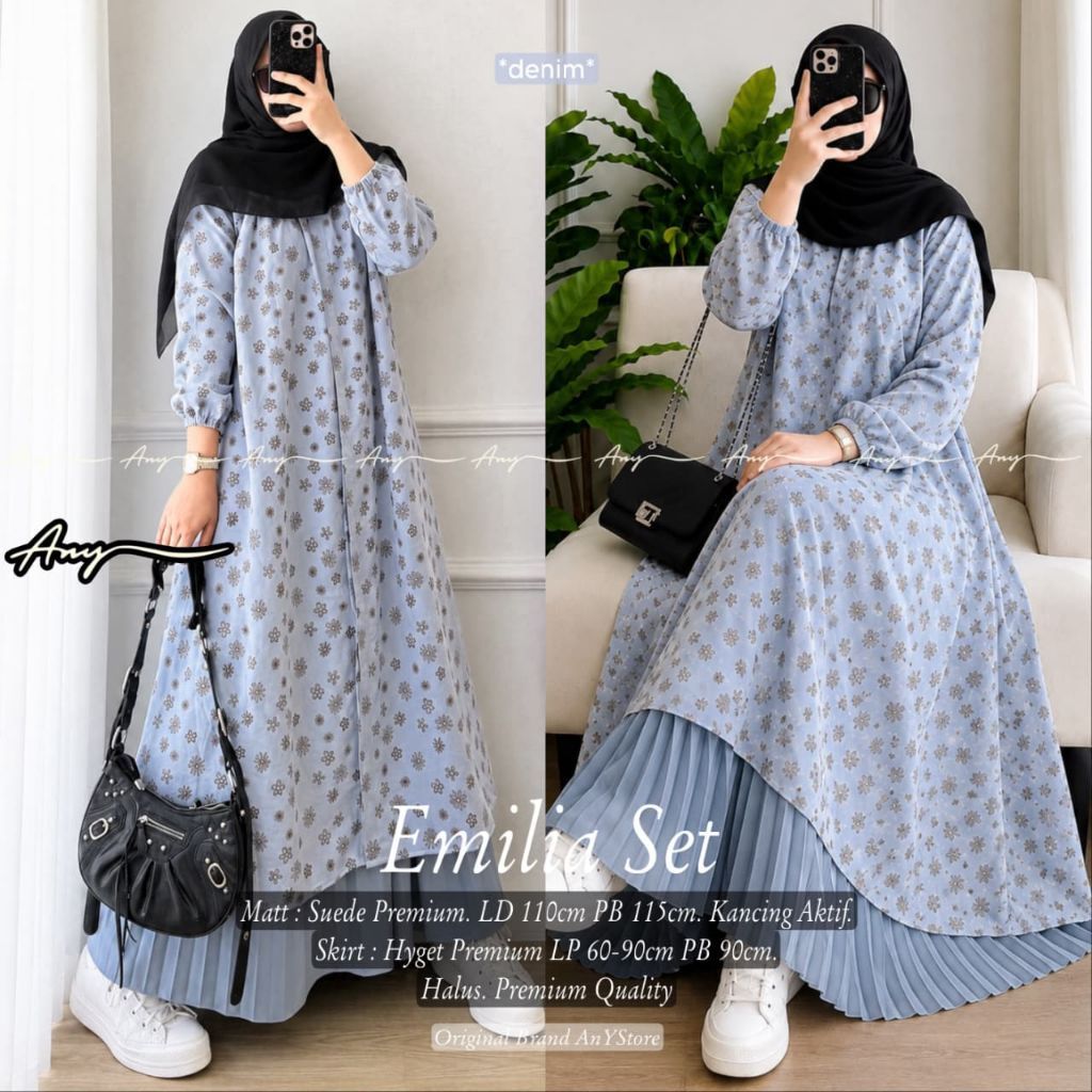 SETELAN LONG TUNIK ROK - EMILIA SET