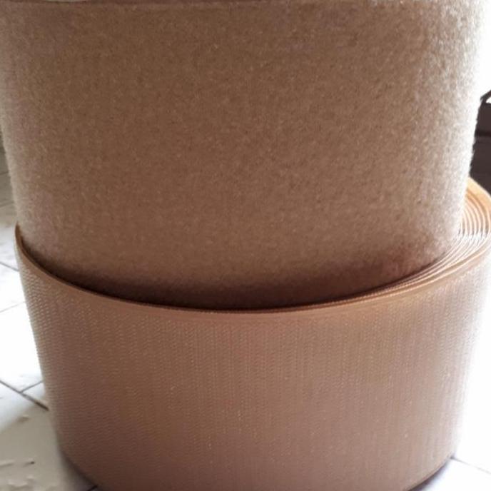 Velcro Coklat Muda/ Perekat Kain Cream 10Cm Per Roll/ Prepetan 10Cm