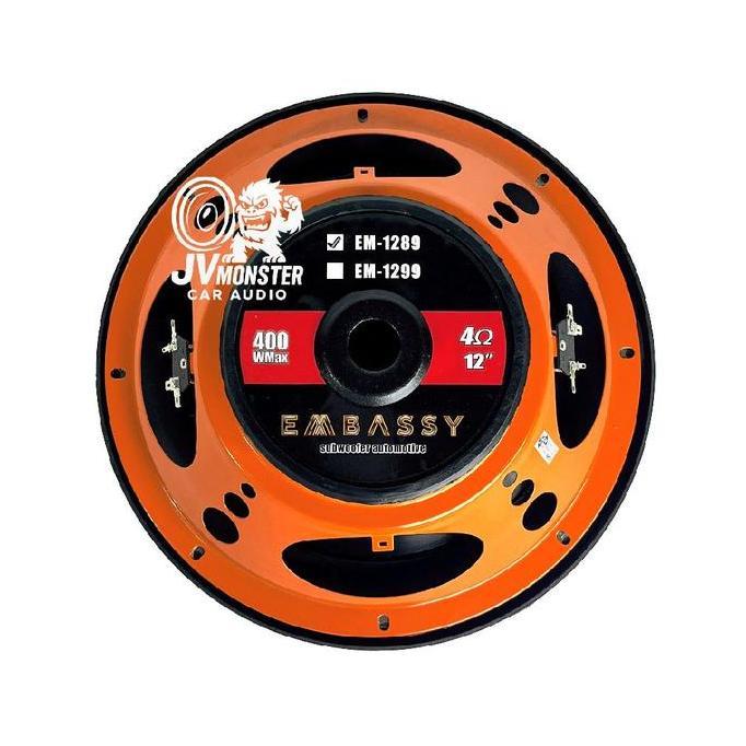 Embassy Subwoofer Em-1289 Double Coil Speaker Audio Mobil 12-Inch High Power Subwoofer  Dengan Bass 
