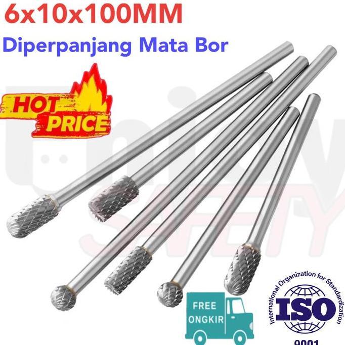 MATA BOR / MATA TUNER /MATA CUNER / ROTARY BURR DUA ARAH 6X10X100MM