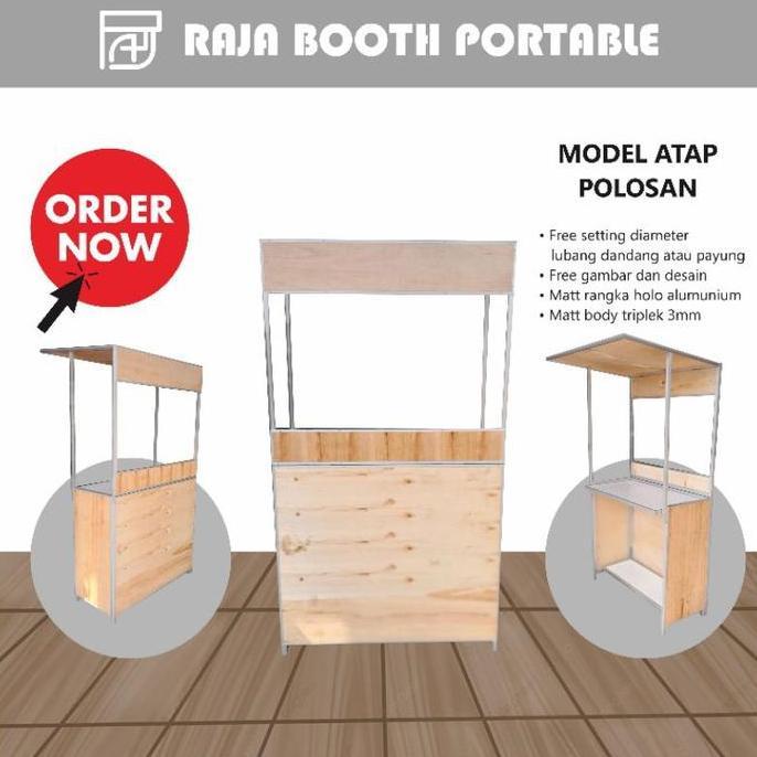 Terlaris Terbaru!!! Booth Portable Meja Lipat Jualan Gerobak Model Knockdown Atap Polos Ukuran 60, 8