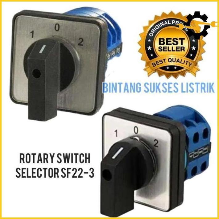 Original Selector Switch 3 Position 3P 1-0-2 Sf22-3-3 Selektor Swit 3 Posisi 3 Phase Rotary Switch P