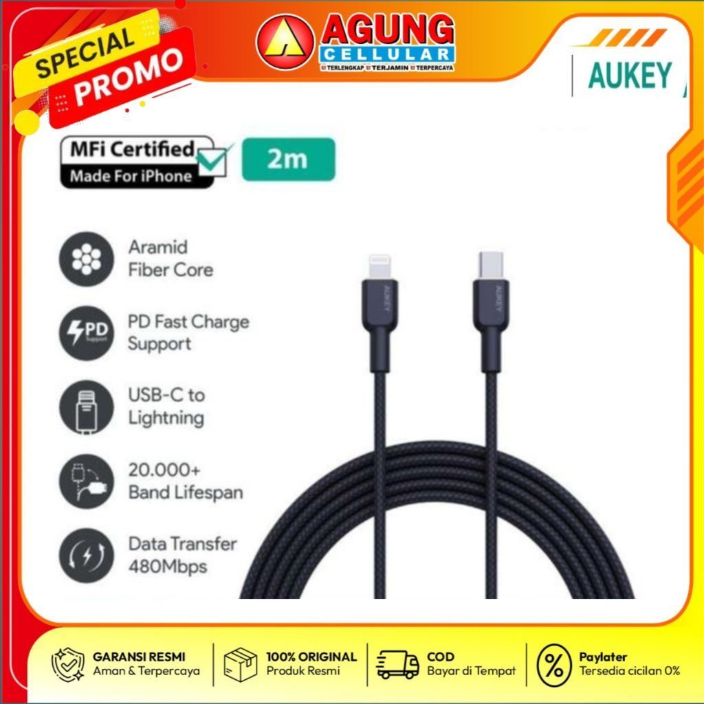 Kabel data aukey Mfi Bergaransi Resmi Indonesia