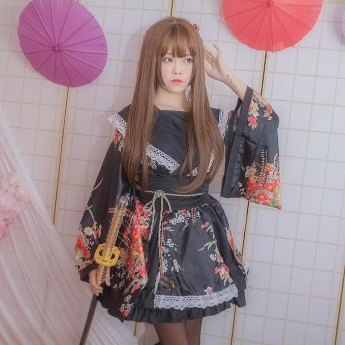 CC-20 black sailor yukata kimono lolita waloli cosplay costume kostum