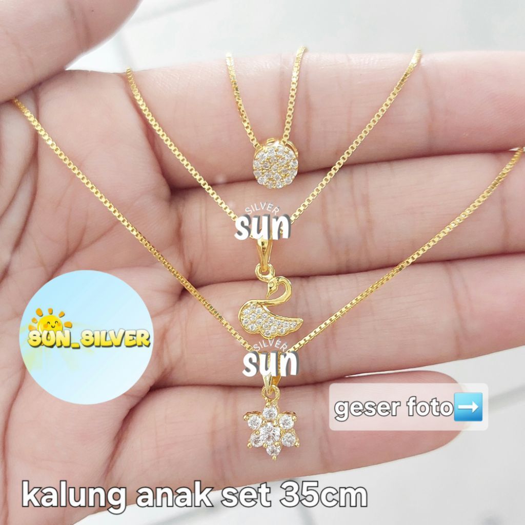 KALUNG LIONTIN ANAK MODEL MODEL  PERAK 925 LAPIS MAS KUNING