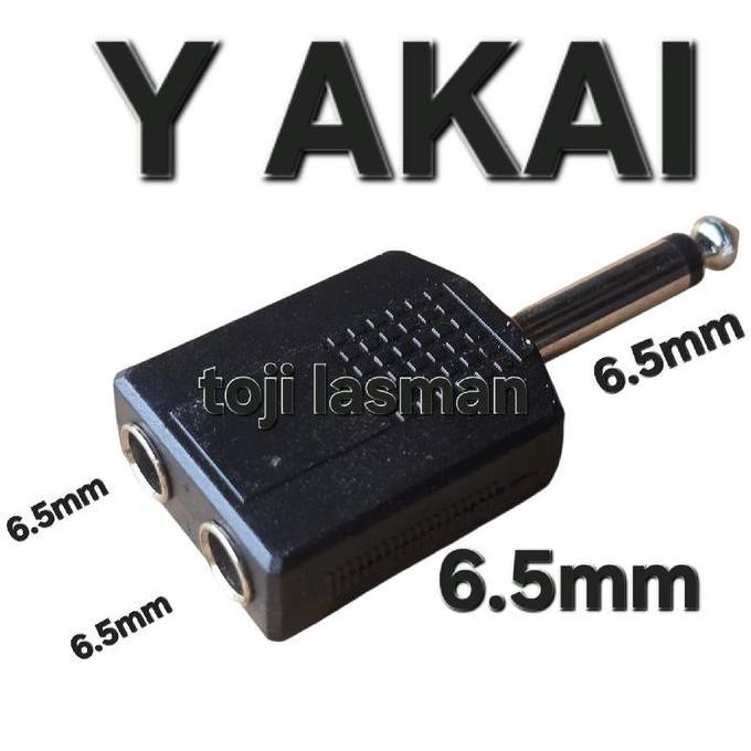 GLOSIR ( Y AKAI CABANG JACK MIC 6.5MM ) CABANG SPLITTER JACK AUDIO 6.5MM (1/4 INCI) MALE TO DUAL FEM