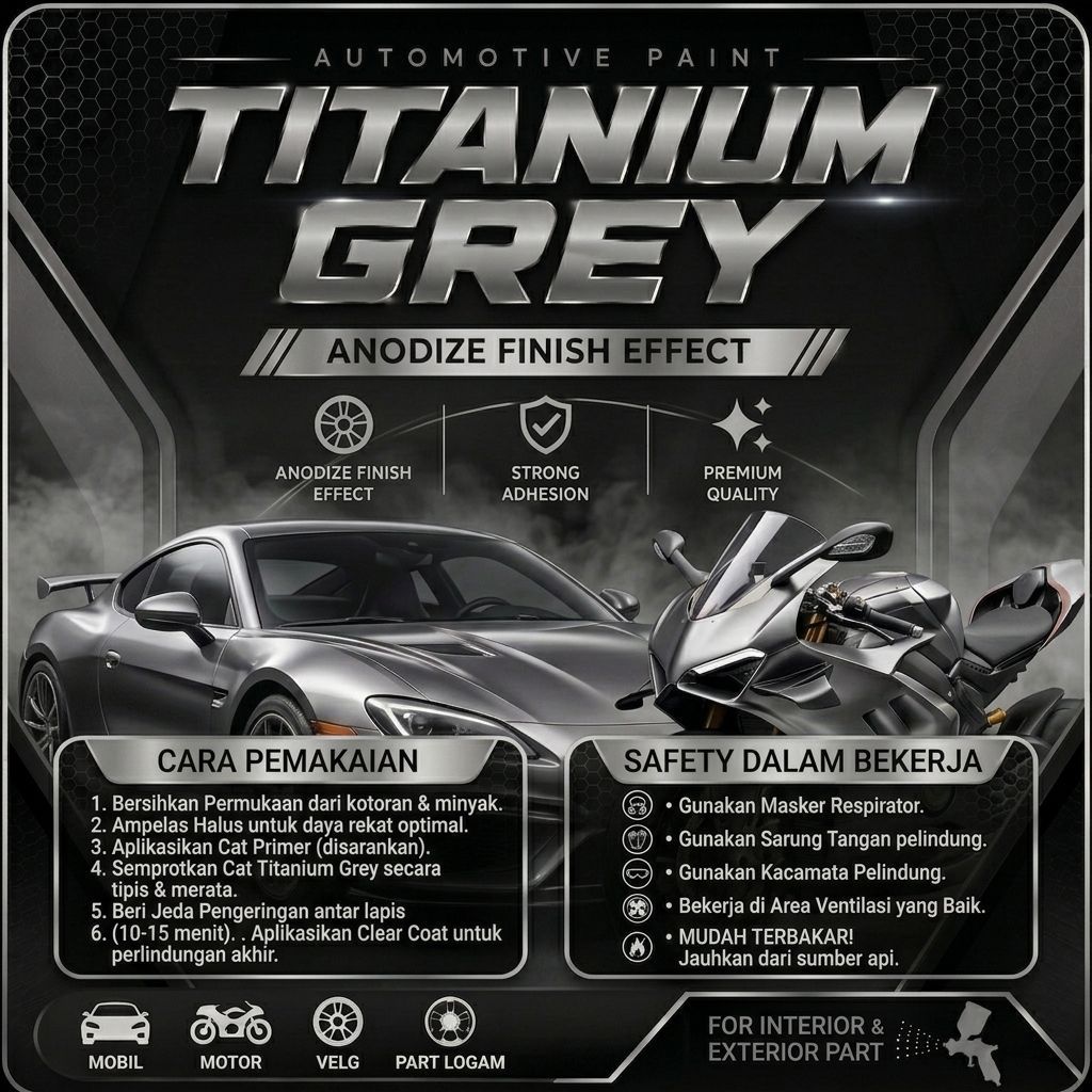 Cat PU Titanium grey semi dop/semi glosy/efek anodize