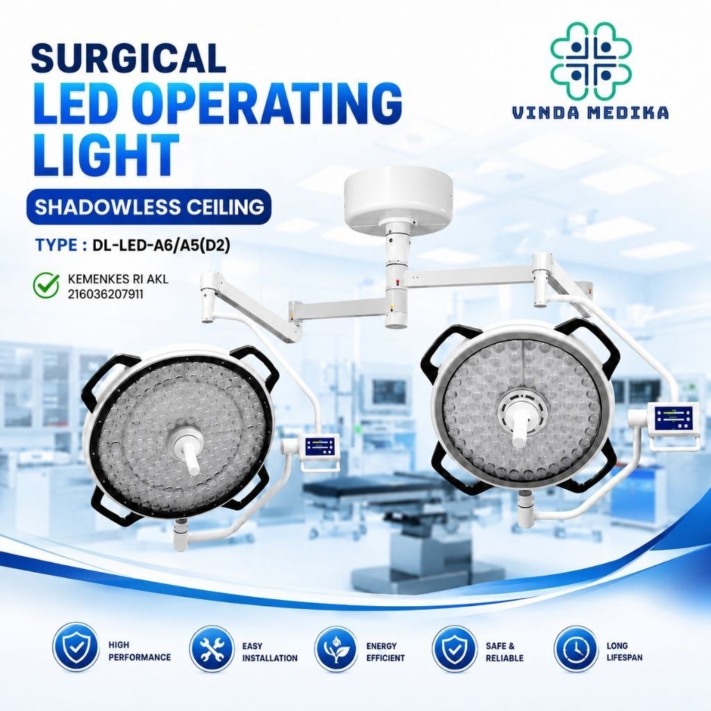 Lampu Operasi LED Surgical Shadowless Ceiling DL-LED-A6/A5(D2) 192 LED 160.000 Lux