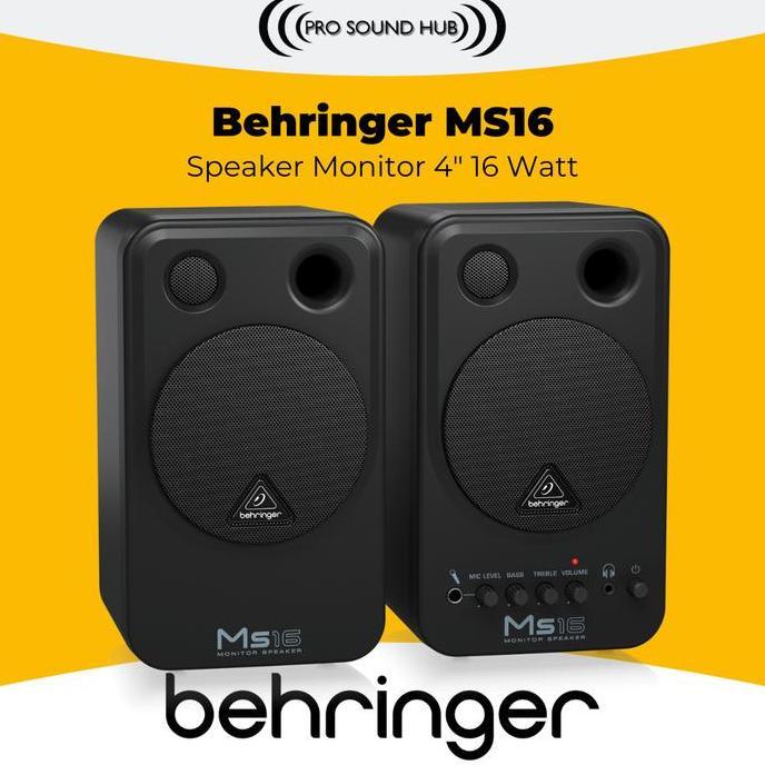 Behringer Ms16 Speaker Monitor Flat Studio 16 Watt 4 Inch Reference Multimedia Ms-16 Ms 16