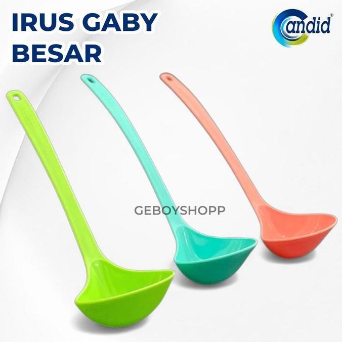 [Paket 12Pcs] Candid Irus Gaby Besar / Centong Sayur / Sendok Sup Plastik Foodgrade Pp5