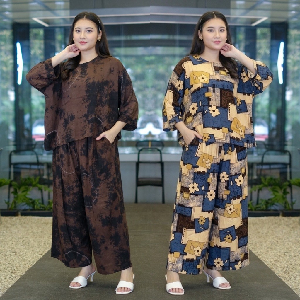 Setelan Panjang Kancing Belakang Lengan 7/8 Rayon Premium Non Busui Adem LD135 - JFBoutique.id