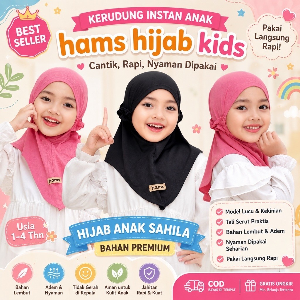 HIJAB ANAK SAHILA 0-4THN BERLABEL