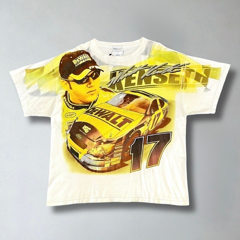 VINTAGE NASCAR MATT KENSETH AOP TAG BY TEAM CALIBER T-SHIRT SECOND