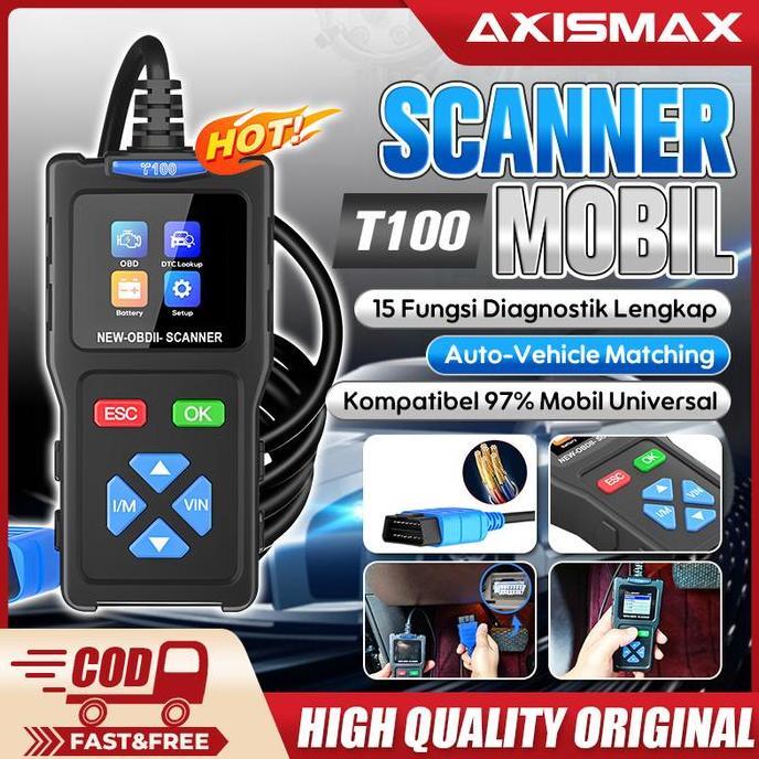AXISMAX T100 T300 M60 BT300 OBD2 Scanner Alat Diagnostik Mobil Engine Code Reader Car Scanner Univer