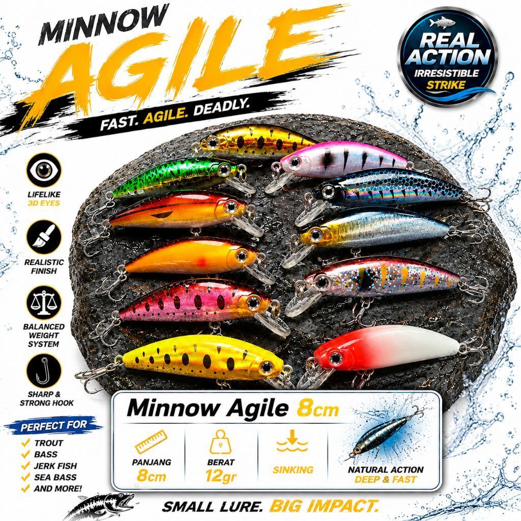 Minnow Agile 8cm 12gr Bukan Minnow Proberos