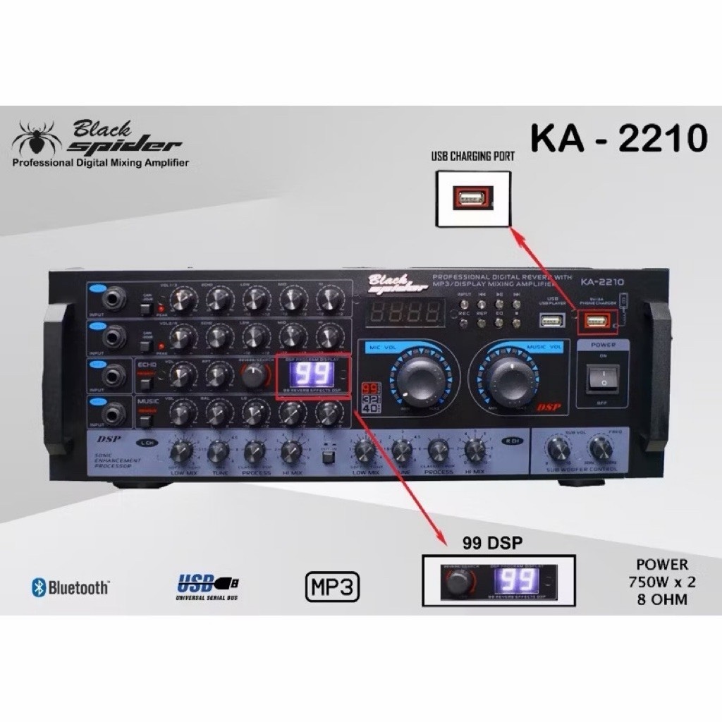 AMPLIFIER BLACK SPIDER KA 2210 / KA2210 / KA-2210