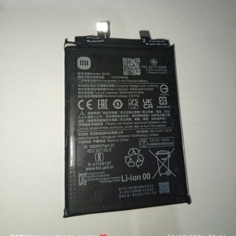 BATERAI BATTERY BATRE BN5E ORIGINAL COPOTAN XIAOMI REDMI NOTE 11 12 PRO 4G 5G POCO X4 PRO