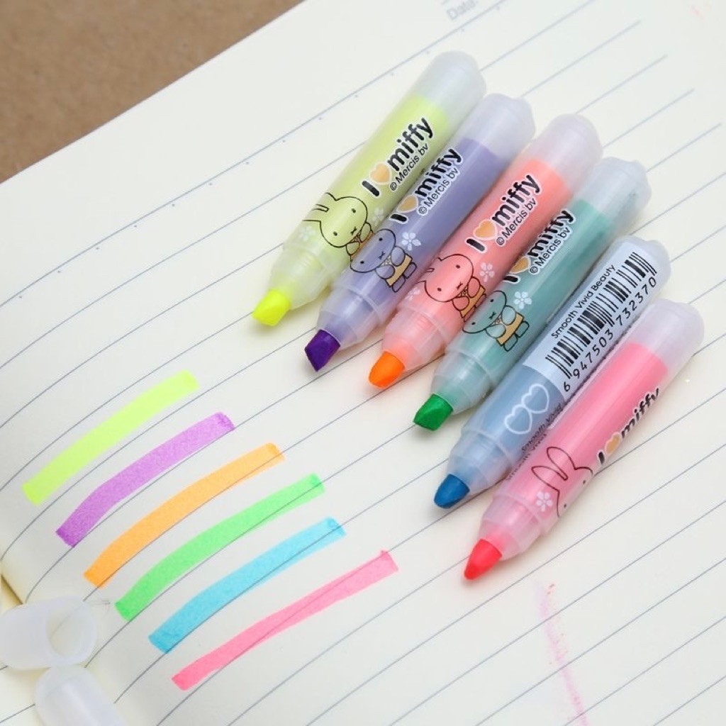 [PREORDER] M&G Stabilo Mini Miffy 6 Warna | Highlighter Mini Ujung Miring | Pulpen Stabilo Penanda u