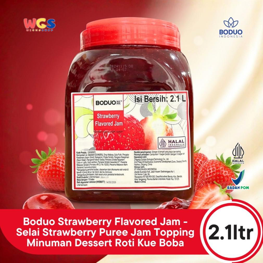 Boduo Strawberry Flavored Jam 2.1L - Selai Strawberry Puree Jam Topping Minuman Dessert Roti Kue Bob