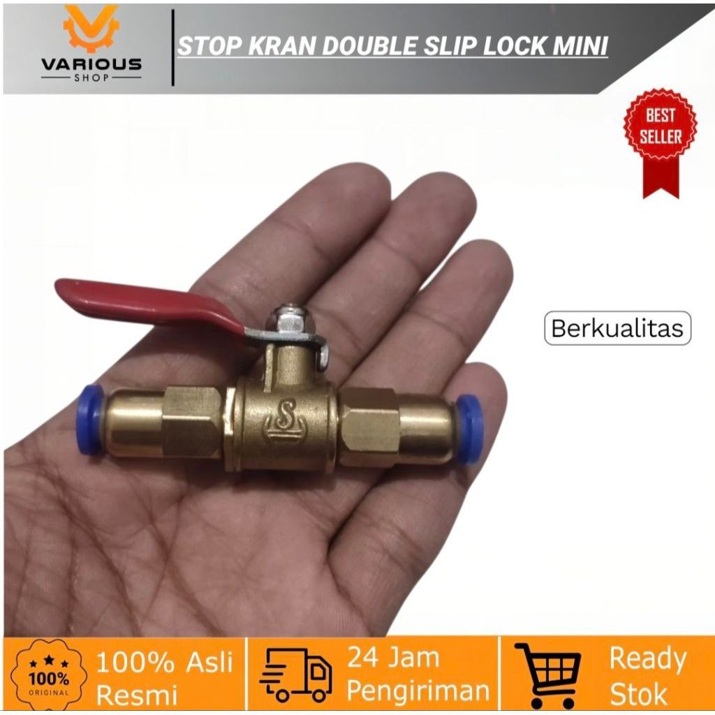 Stop Kran Double Slip Lock Mini 6mm ke 6mm, 8mm ke 8mm , 10mm ke 10mm dan 12mm ke 12mm Bisa Stopper 
