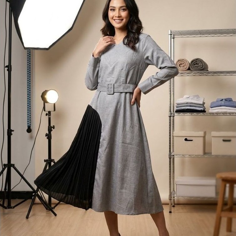 Dress wanita katun tebal / dress formal / dress casual