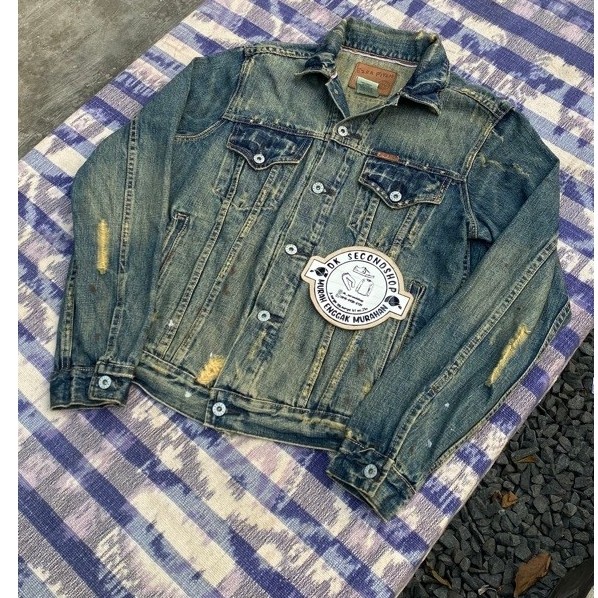 ezra fitch selvedge trucker jeans disteressed