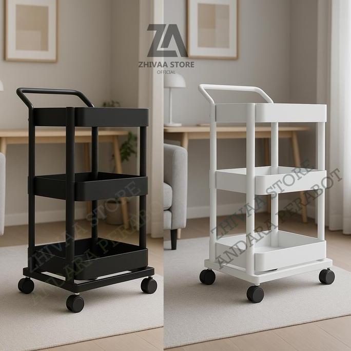 Rak Troli Roda 3 Susun Rak Kamar Tidur Rak Dorong Trolley Baju Bayi