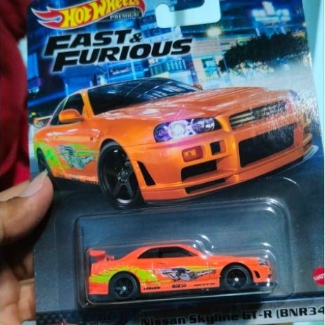 hotwheels premium Fast N Furious Nissan Skyline R34 orange rare