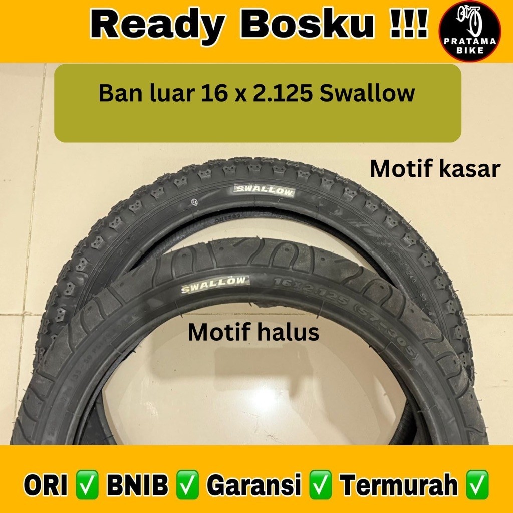 Ban Luar 16x2.125 16 x 2.125 Swallow Hitam Terbaru Original Ori 16x2125 16 x 2125