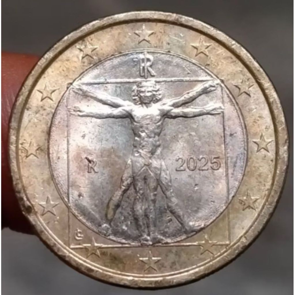 Uang Koin Kuno Italia 1 Euro 2025 Edisi Golden Ratio