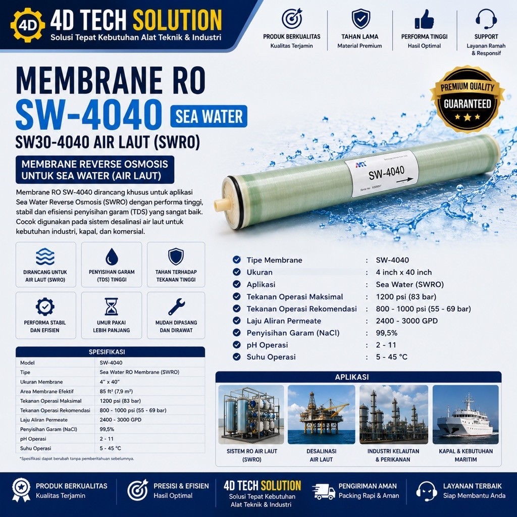 SW-4040 Membrane Ro Sea Water 4040 Membran  SW30-4040 Air Laut Swro