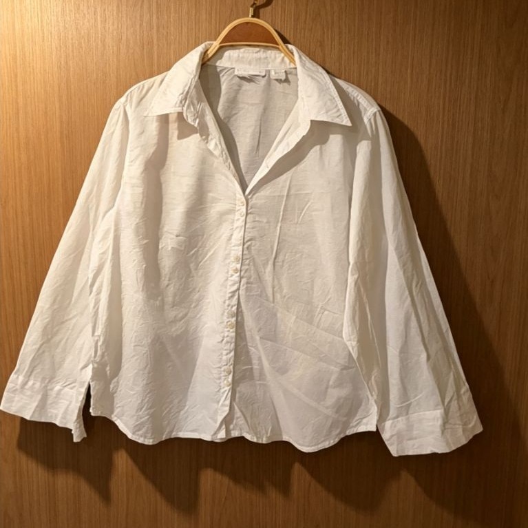 Kemeja katun blouse Putih wanita big size new