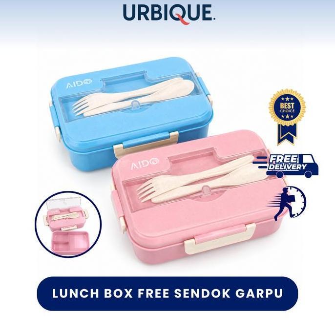 URBIQUE - Lunch Box Set Kotak Makan Bekal 1L Free sendok garpu set 31003 NO BOX/NO KARDUS