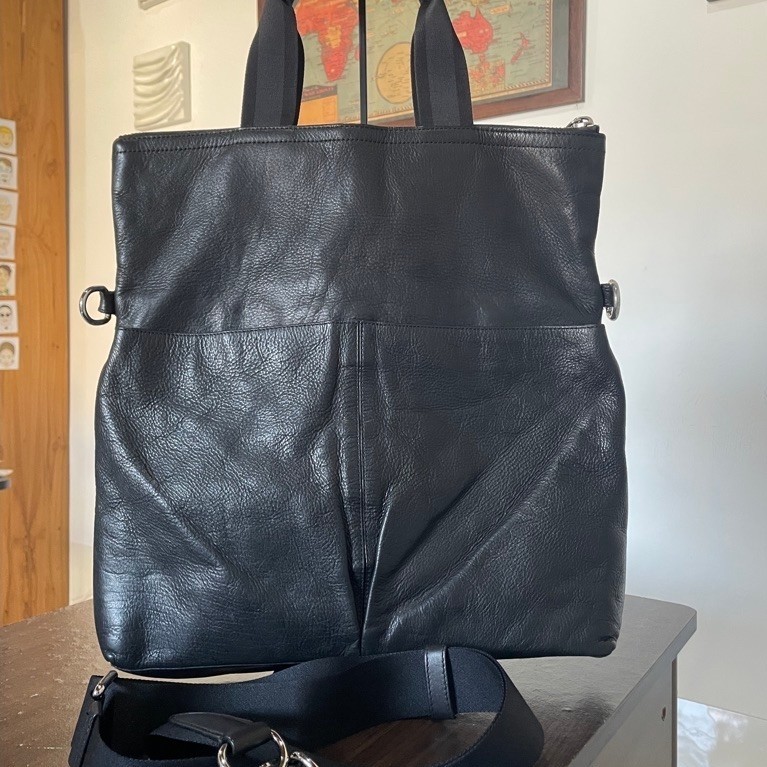 Coach Charles Foldover Tote Kulit Asli Tote Sling Dua Kantong Muat Laptop Tas Kerja