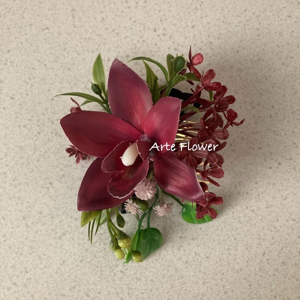Brides Headpiece Sanggul Wedding Hiasan Kepala Pengantin Bunga Anggrek / Sirkam Bunga Kamboja Anggre