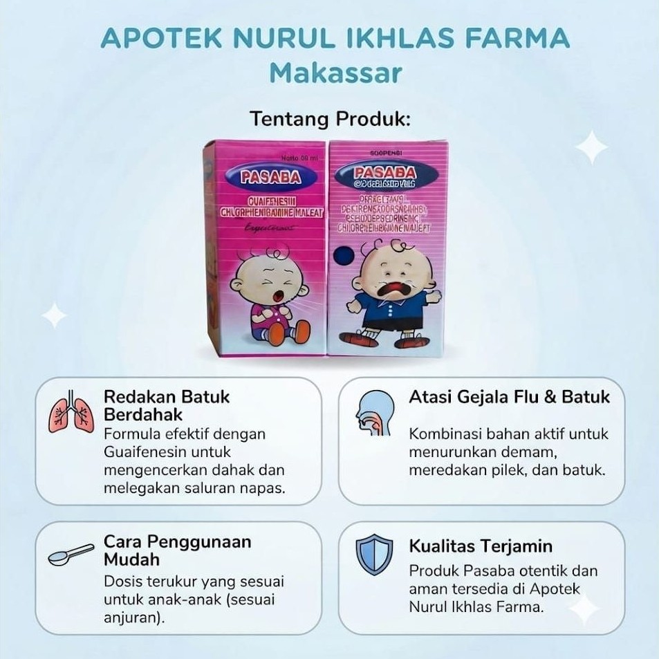 Sirup Batuk dan Flu Pasaba 60ml untuk Anak - Pasaba